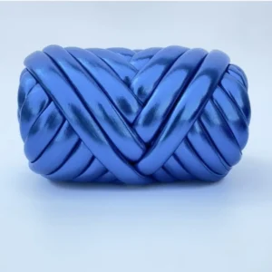 For Charmkey Stock 100% Polyester Metallic Hand Knitting Tube Yarn Dyed Chunky Pattern for Making Bags and Blankets