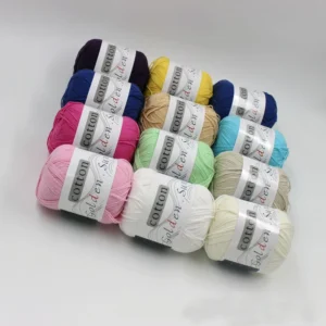 Free Samples 100% Cotton Hand Knitting Baby Yarn Super Soft Dyed Eco Friendly 32 Colors for Crochet