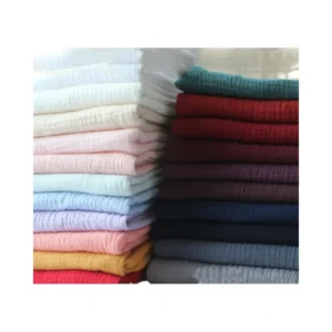 GOTS Certified 100% Organic Cotton Custom Combed Yarn Double Cotton Gauze Breathable Crinkle Muslin Fabric Cotton