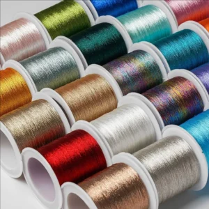 Gold Flat Metallic Yarn Lurex Knitting Thread M Type Metallic Yarn High Tenacity Strength