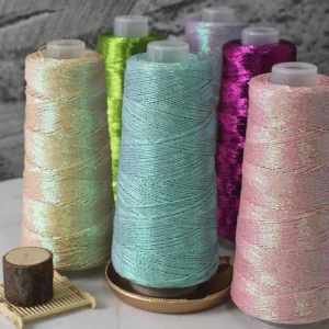 Gold Silver Core Spun Yarn Acrylic Blended Red Feve Flash Silver Characteristic Braided DIY Handmade Blanket Yarn Weaving