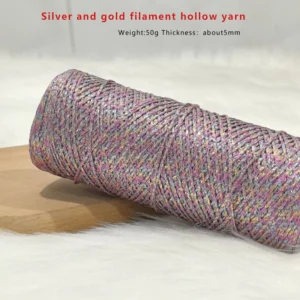 Gold Silver Crochet Thread High for Embroidery Lace DIY Wiring Bag Glitter Hollow Yarn Hand Knitting Metallic Doll