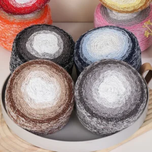 Gradient Hollow Acrylic Blended Galaxy Cake Strip Yarn DIY Hand Knitting Crochet Medium Thick Fancy Yarn Shawls Jackets Bags