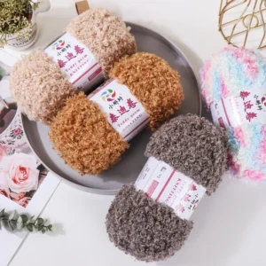 Handmade DIY Loop Velvet Crochet Teddy Fur Yarn High Tenacity Dyed Pattern Doll for Hand Knitting