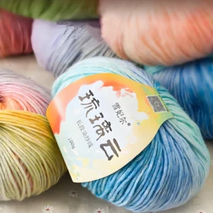 High Quality Blended Yarn Recycled Cotton Dyed Jet Gel Wool Soft Knitting Handmade Gradient Color Cake Threads for Sewing