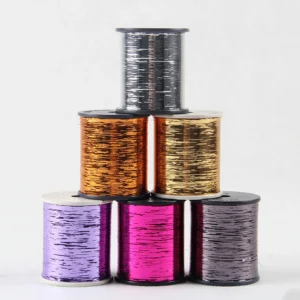 High Quality Colors 1 32 2.5mic Lurex Metal Thread Weaving Flat PET Knitting M Type Metallic Yarn for Flying