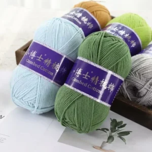 High Strength 100g Milk Cotton Blended Yarn Excellent Quality for Hand Knitting & Crochet Fancy Dyed Recycled Yarn for Weaving