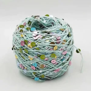 In stock Knitting Sequin Size 3mm Crochet Fancy Yarn Black of 50% Cotton Yarn