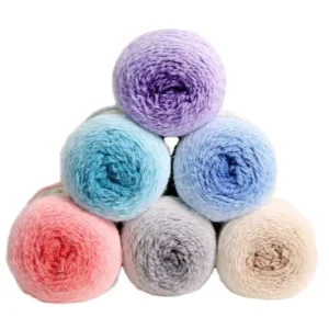 Lanfei Rainbow Dyed Wool Blended Yarn 80% Acrylic 20% Nylon 200g roll Cake Crafting Hand Knitting Strong Durable Recyclable