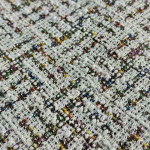 Luxury High Weight Tweed Fabric Poly Wool Cotton Acrylic Span with Silver Metallic Colorful and Stylish KNITTING