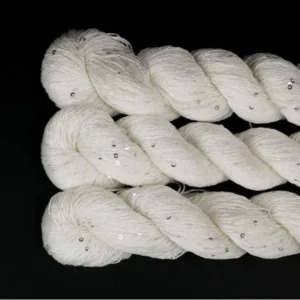 Lyocell Silk Protein Blend Fancy Twisted Yarn with Sequins Greige Undyed Base for Hand knitted Hand Dyeing