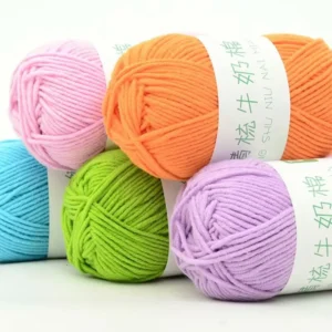 Medium Thick 5-Strand Dyed Milk Cotton Wool Ball DIY Crochet Knitting Material Handmade Blended Yarn for Scarf Doll Shoes Other
