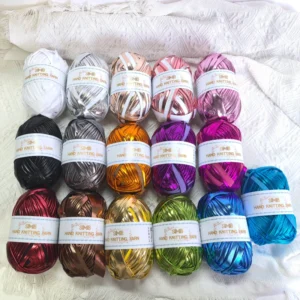 Metallic T shirt Cloth Fabric Yarn 100% Polyester Suitable for Crochet and Hand Knitting