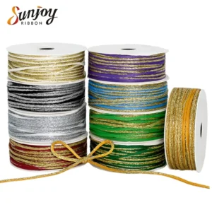 Metallic Yarn Cord 2mm Gold Braided Thread for Christmas Ornament Hanging Decoration Craft Jewelry Making Gift Wrapping