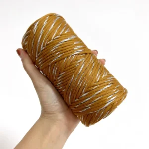 Metallic Yarn Mixed Single Strand Macrame Cord 100% Cotton Rope 3mm Cotton Rope Macrame DIY