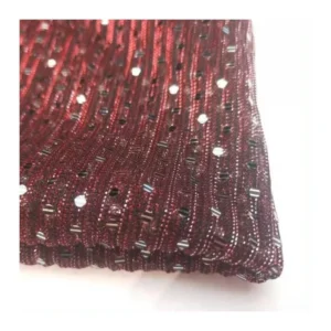 Metallic Yarn Pleated Polyester Moonlight Sequin Tulle Knit Lurex Glitter Fabric with Spangle Polyester Metallic Yarn