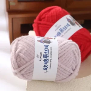 Mousse Glutinous Rice Cotton Blended Yarn 5mm Crochet Knitting Thread for Bags Scarves Hats Handmade DIY Projects