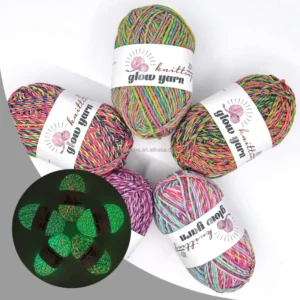 Multi Color Glow in the Dark Acrylic Metallic Crochet Yarn Shiny Luminous for Yarn Shop Wholesalers Crochet Kit Bulk Diy Craft