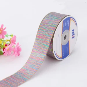 Multi Color Wired Metallic Glitter Ribbon 1 1 2 Inch for Christmas Tree Decorating and Gift Wrapping