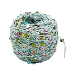 Multi-color Fancy Yarn 100% Cotton with 3mm+6mm Sequins Knitting Yarn in Stock