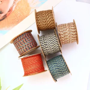Multicolored Braided Cotton with Gold Wire Silk Cords Necklace Thread Cords 4-strand Triple 3-colour Cotton Cord Braided Threads
