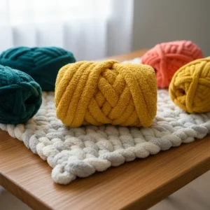 New 3cm Super Chunky Yarn Soft Velvet Tubed Yarn with Cotton Core for Arm Knitting DIY Blankets and Hand woven Bags