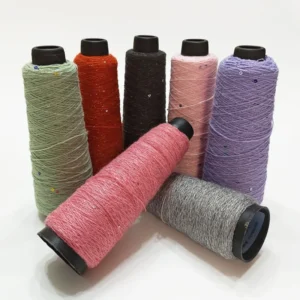 New Arrival SW Brand 22S 2 Metallic Wool Sequin Fancy Spun Yarn for Crochet & Knit Garment Making