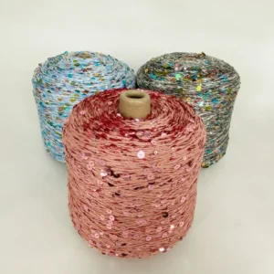 New Colored 3MM+6MM Sequin Yarn Wool Blends Knitting Yarns Crochet Thread for Machine