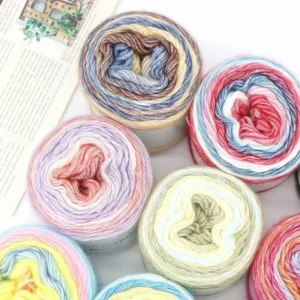New Rainbow Recycled Woven Yarn Dyed Wool Cotton Blended Yarn Tufting Thick Wool Acrylic Cake Yarns