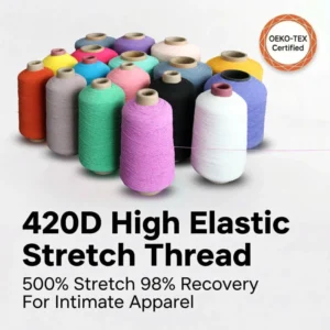 OEKO TEX 0.3mm Spandex Covered Elastic Thread High Elastic Stretch Thread Smocking Elastane Covered Yarn Knitting Elastic