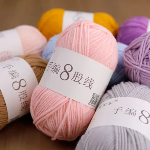 Organic Cotton DIY Knitting Scarf Shawl Crochet Chunky Hand-Knitted Elf Hat with Long Carded Worsted Yarn Anti-Bacteria 8PLY