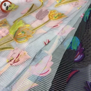 Organza Brocade Fabric High Quality Flower Pattern Yarn Dyed Polyester Metallic Jacquard Brocade for Dress Jacquard Fabric for D