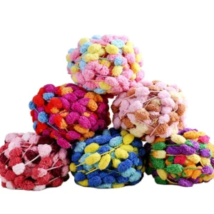 Polyester 0.2NM 1 Soft Rainbow Space Section Dyed Fancy Velvet Pompom Yarn for Knitting Blanket Cushion 130g