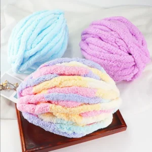 Polyester Fancy Multicolor Velvet Yarn Chenille Jumbo Chunky Yarn for Knitting Blanket