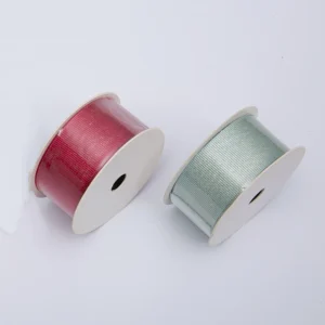 Polyester Grosgrain Satin Ribbon with Metallic Yarn for Holiday Decoration