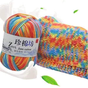 Rainbow Color Cotton Blended Milk Cotton Hand Knitting Yarn Space Dye Crochet Weaving DIY Baby Knitting Yarn