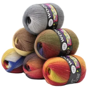 Rainbow Crochet & Knitting Yarn 100% Cotton Recycled Fancy Yarn for Hand Knitting Sewing & Weaving Dyed Pattern