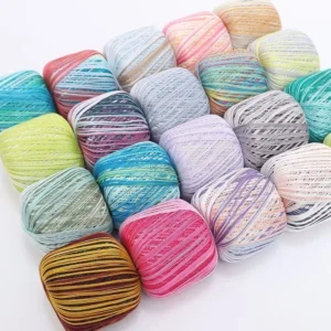 Rainbow Gradient Dye Fancy T shirt Yarn Knitting Thread Cotton Hand Crochet Fancy Tshirt Yarn #6 Lace Crochet Yarn