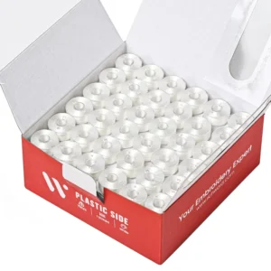 Richword Size a 75D 2(60WT) White Pre wound Bobbin Thread PlasticSide 144pcs 25Colors for Homeuse Embroidery and Sewing Machine