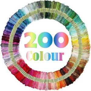 Sewing Thread Kit 200 Mix Colors Cotton Embroidery Thread for Cross Stitch and Crochet