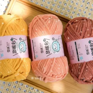 Shiny Chenille Thread 4.5mm Fancy Yarn 50g 59m DIY Crochet Shiny Chenille Yarn