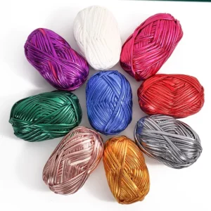 Shiny Metallic T Shirt Yarn Shiny Colors Sliver Metallic Yarn for DIY Crochet Bag Crocheting DIY Craft Needlework Crochet Yarn