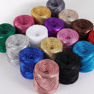 Soft Colorful Metallic Polyester Cloth Crochet Hand Woven T-Shirt Yarn for Punk Style Bags Luxury Ribbon Cord Craft Projects