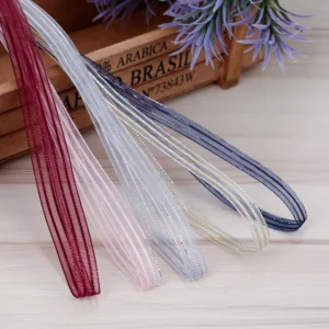 Striped Polyester Yarn Ribbon Gold and Silver Metallic Ribbon for DIY Handmade Toys and Shoes