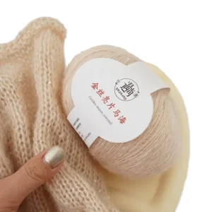 Superfine Mohair Mulberry Silk Blended Wool Yarn Eco-Friendly Anti-Pilling OE Dyed Hand-Knitted Sweater Scarf Fancy Sewing