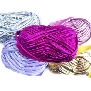 T Shirt Yarn Metallic for Crochet Handmade Bags 100% Polyester T Shirt Yarn for Beach Bags