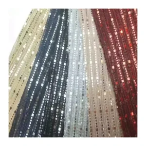Two Tone Mesh Spangle Moonlight Pleated Lurex Polyester Knitted Fabric with Metallic Yarn Sequin and Glitter for Women Dress