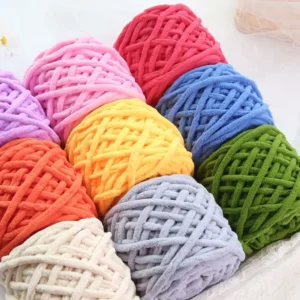 Velvet Blanket Dyed Fancy Yarn Polyester Acrylic Blended Fluffy Hand Knitting Thick Bulky Chunky Chenille Crochet Yarn