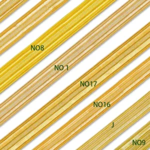 WQ001 Manufacturer Supply Lurex Yarn Woven Jacquard Metallic Red and Gold Holly Ribbon Webbing