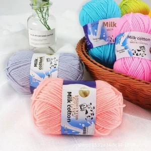 Wugu Milk Cotton Blended Yarn Balls Medium Thick Yarn for Crochet Dolls Scarves Shoes DIY Knitting Craft Kit PJ26013